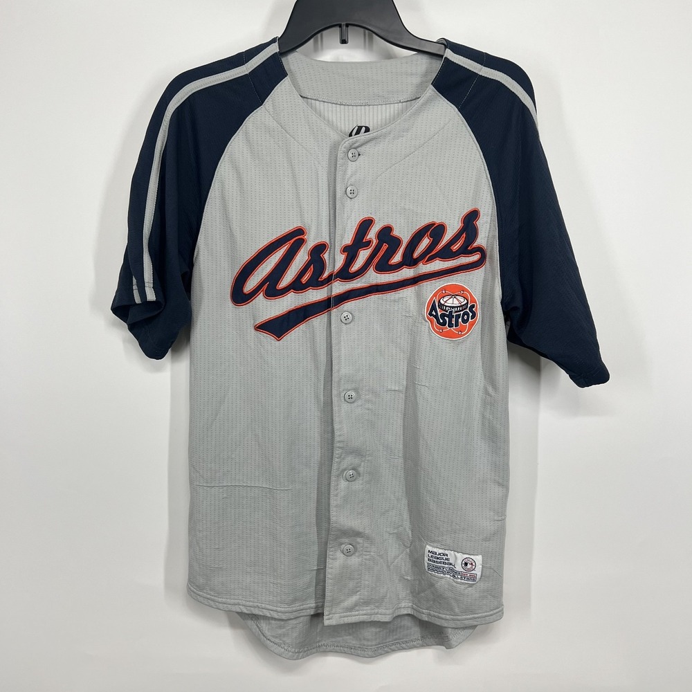 Houston Astros Dynasty Button Down Jersey MLB M Baseball Jersey Blue Orange